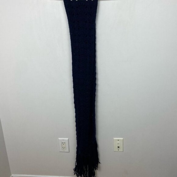 Roberto Collina Virgin Wool Superkid‎ Mohair Rectangular Scarf Fringe Navy Blue - Picture 11 of 11